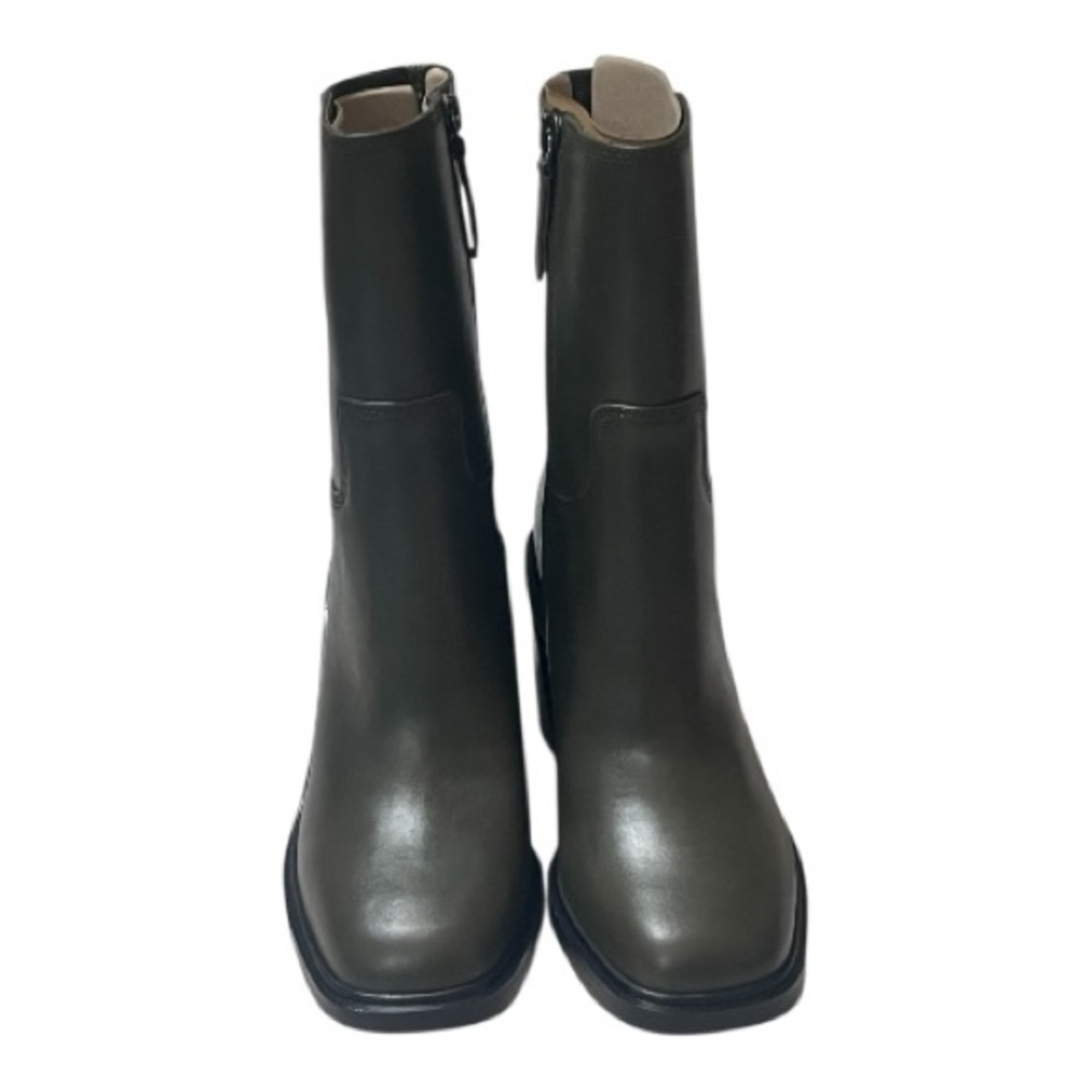 Franco Sarto Penelope Olive Green Mid Calf Leather Chunky Heel Bootie Size 5.5 — image 4 of 8